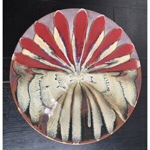 Matthew Patton Pottery Abstract 13"  Art Bowl Wall Hanging Signed Handmade Plate